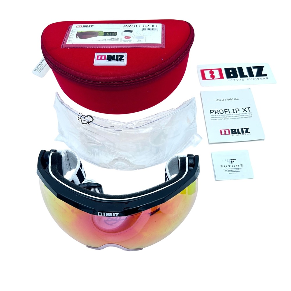 Bliz Proflip XT Cross Country Ski Goggles Black Frame Pink Red Multi Lens